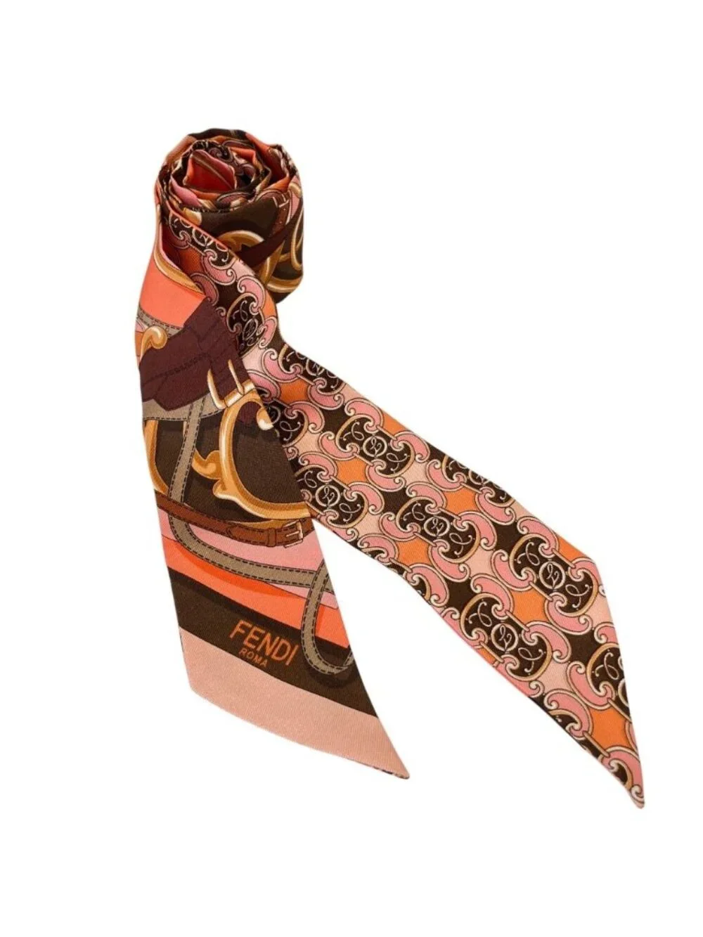Fendi Rappy Silk Scarf Pink
